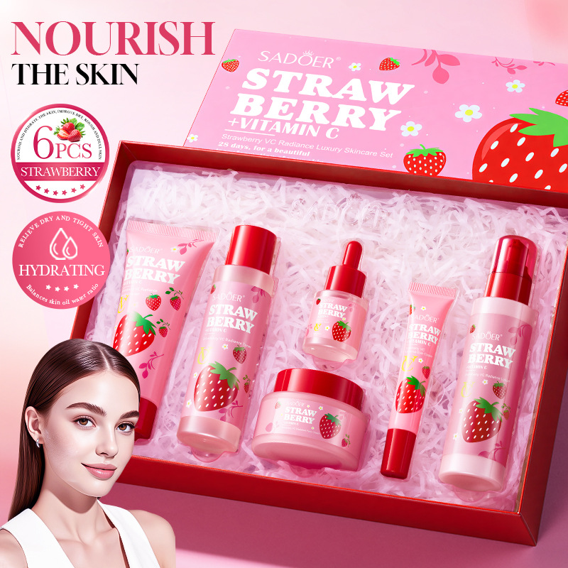 Luxury Skincare Set For Women - Strawberry VC Brightening Luxury Care 6-piece
