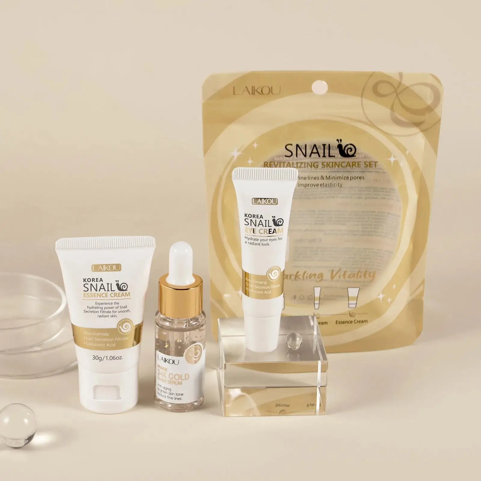 Luxury Skincare For Women - 24K Gold Snail Repair Serum Eye