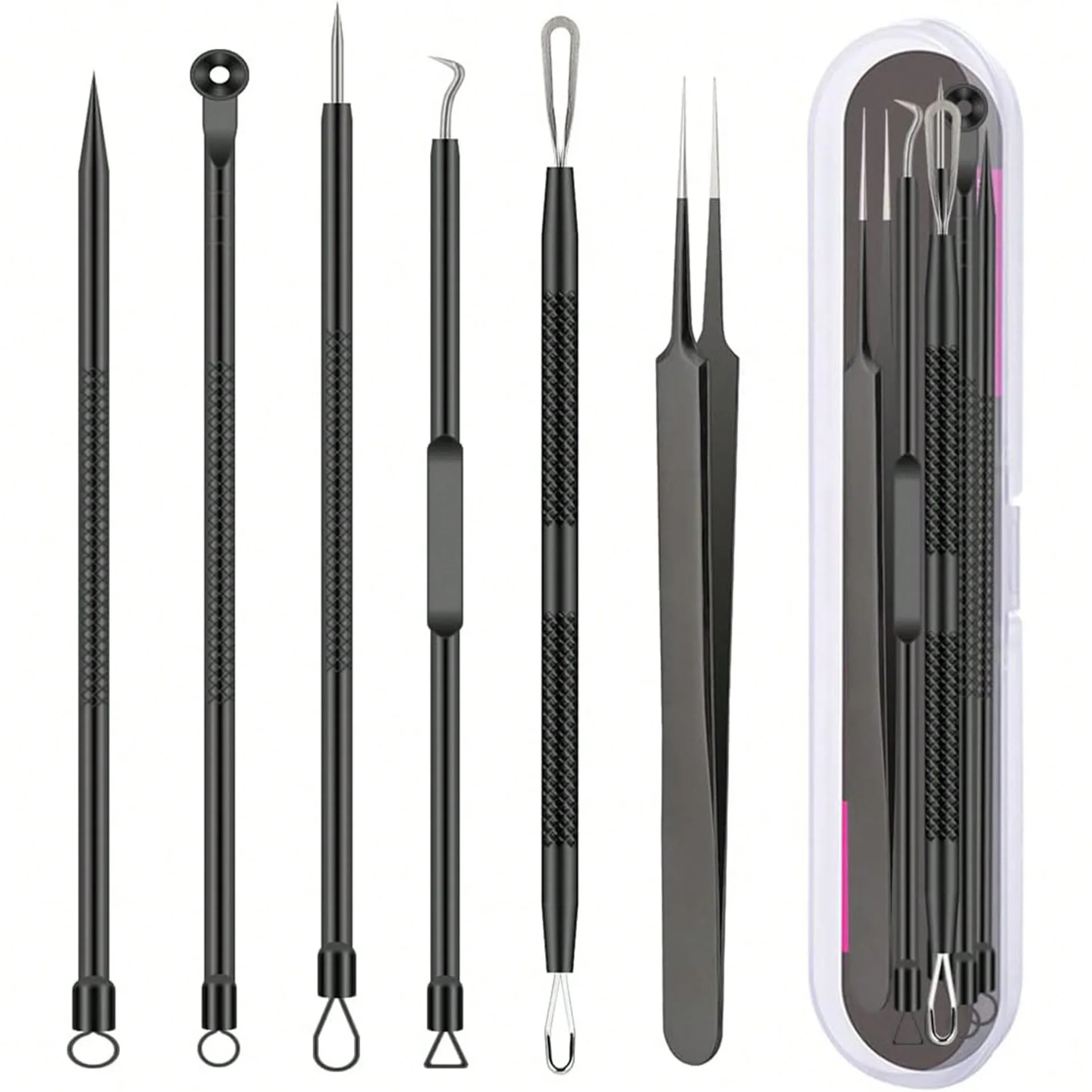 6PCS Pimple Removal Tool Black - Luxury Skincare Acne ulasan dan harga