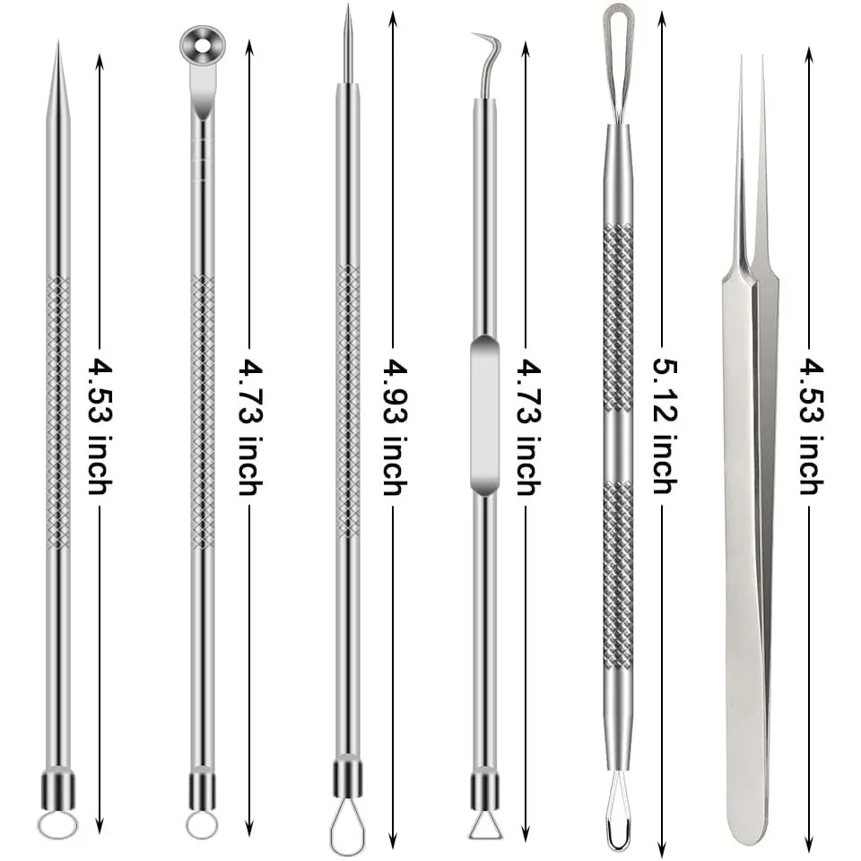 6PCS Pimple Removal Tool Black - Luxury Skincare Acne ulasan dan harga