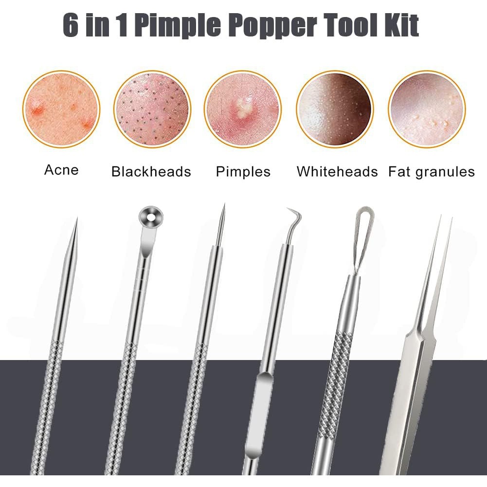 6PCS Pimple Removal Tool Black - Luxury Skincare Acne ulasan dan harga